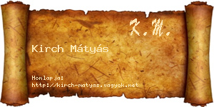 Kirch Mátyás névjegykártya